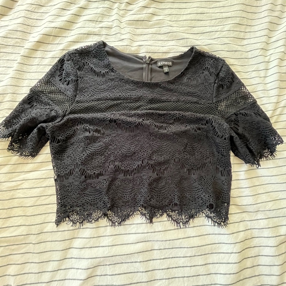 Express cropped lace shirt